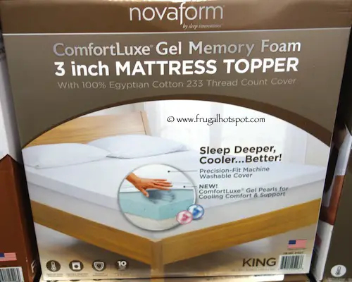 Novaform ComfortLuxe Gel Memory Foam 3" Mattress Topper King Costco