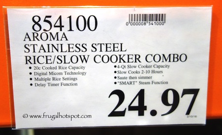 Aroma Stainless Steel Rice/Slow Cooker Combo Costco Price