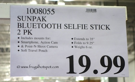 Sunpak Bluetooth Selfie Stick 2-Pack Costco Price