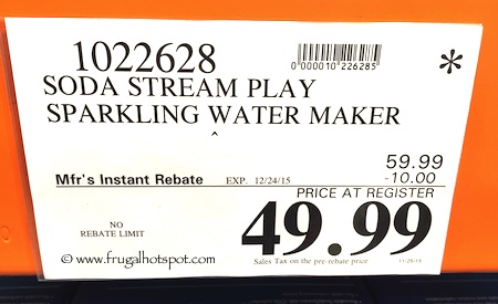 SodaStream Play Sparkling Water Maker Costco Price