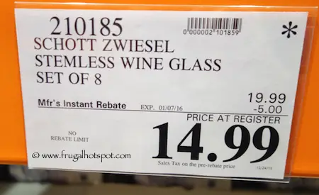 Schott Zwiesel 16 oz. Stemless Glass Set 8-Pack Costco Price