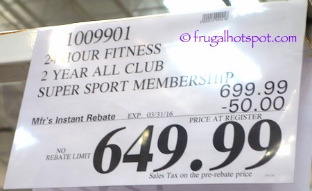 Costco Sale 24 Hour Fitness 2 Year All Club Super Sport Membership 649 99