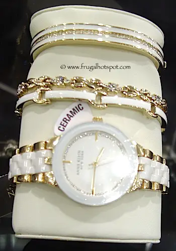 Anne Klein New York Gold Tone Ceramic Watch and Bracelet Set Costco
