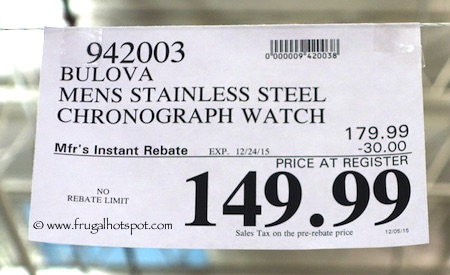 Bulova Marine Star Men's Black Stainless Steel Chronograph Watch Costco Price