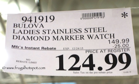 Bulova Ladies Stainless Steel Diamond Marker Watch Costco Price