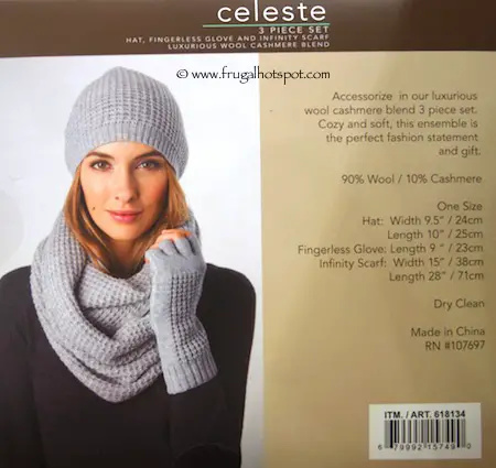 Celeste Ladies Wool Cashmere Blend 3-Piece Set Gray Costco