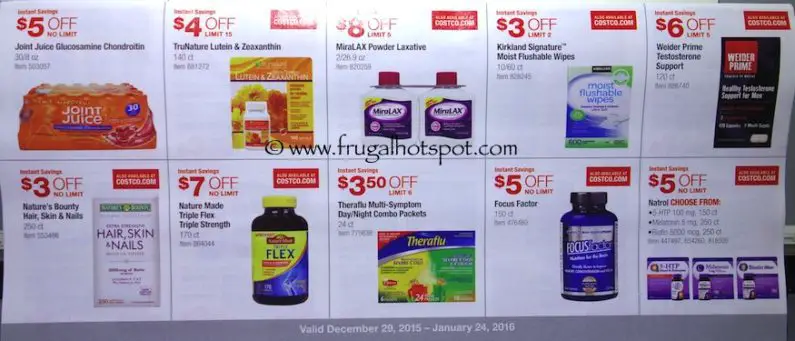 Costco Coupon Book: December 29, 2015 - January 24, 2016. Prices Listed. Frugal Hotspot. Page 7
