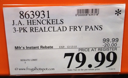 J.A. Henckels 3-Pack RealClad Fry Pans Costco Price