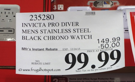 Invicta Pro Diver Mens Stainless Steel Black Chronograph Watch Costco Price