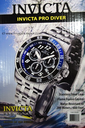 Invicta Pro Diver Mens Stainless Steel Black Chronograph Watch Costco