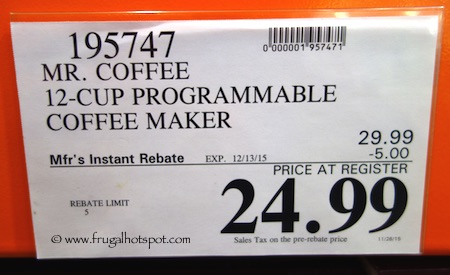 Mr. Coffee 12-Cup Coffee Maker Costco Price