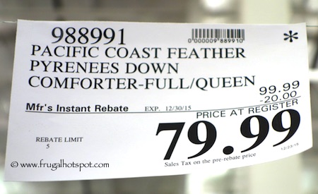 Pacific Coast Feather Pyrenees Down Comforter Queen/Full Size Costco Price