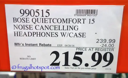 Bose QC15 Acoustic Noise Cancelling Headphones Costco Price | Frugal Hotspot