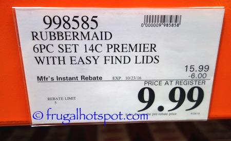 Rubbermaid Premier 14-Cup Food Storage 6-Piece Set Costco Price | Frugal Hotspot