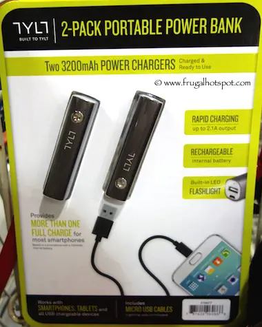 Tylt 3200mAh Power Charger 2-Pack Power Bank Costco