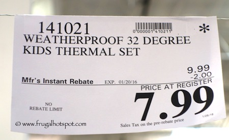 Weatherproof 32 Degrees Heat Kids Thermal Set Costco Price