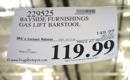 Bayside Furnishings Gas Lift Barstool Costco Price