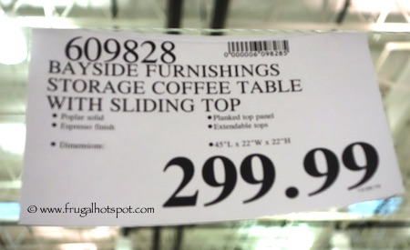 Bayside Furnishings Cocktail Table with Sliding Top Costco Price