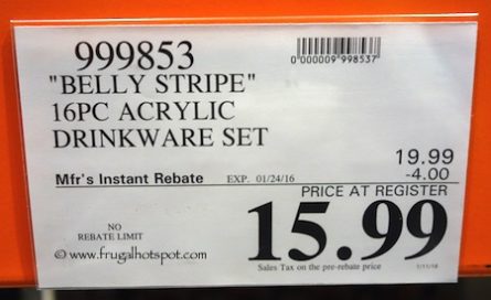 Belly Stripe 16-Piece Acrylic Tumbler Set Costco Price