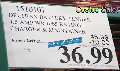 Deltran Battery Tender 4.5 Amp Battery Charger and Maintainer | Costco Sale Price