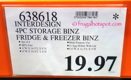 InterDesign 4-Pc Storage Fridge and Freezer Binz Costco Price | Frugal Hotspot