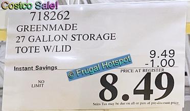 Greenmade 27-Gallon Storage Tote Just $6.99 at Costco