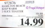 Costco Sale Price: Hamilton Beach Keep Warm 2-Slot Toaster