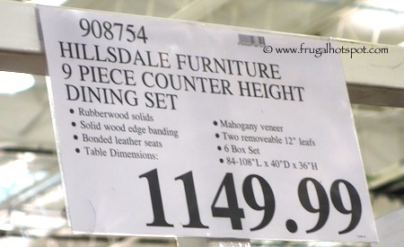 Hillsdale Furniture 9-Piece Counter Height Dining Set Costco Price