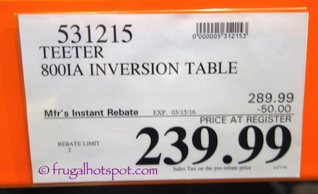 Teeter 800IA Inversion Table Costco Price | Frugal Hotspot