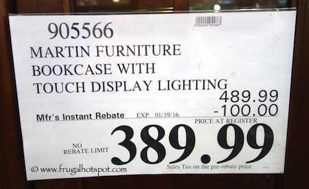 Martin Furniture Glass Door Lighted Bookcase Costco Price
