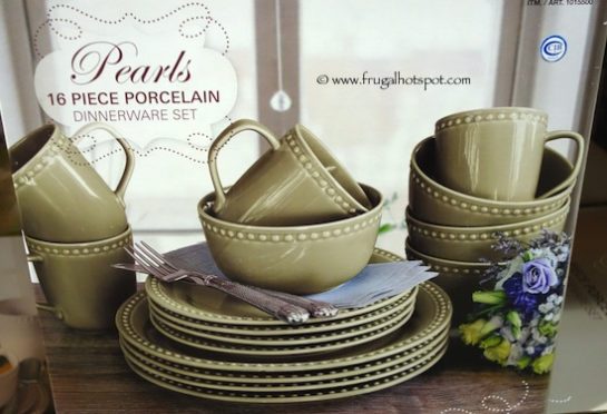 Over and Back Pearls 16-Piece Porcelain Dinnerware Set Green Costco