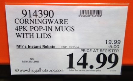 Corningware 4-Piece Pop-In Mugs with Lids Costco Price | Frugal Hotspot