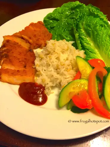 Spicy Pork with Rice, Cucumber & Pepper Salad, and Lettuce