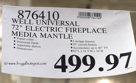 Well Universal 72" Electric Fireplace Media Mantel Costco Price