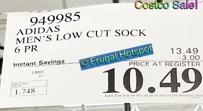Adidas Men's Low Cut Socks 6 pairs | Costco Sale Price