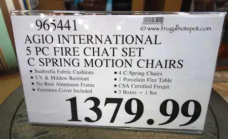 Agio International 5-Piece Fire Chat Set Costco Price Frugal Hotspot