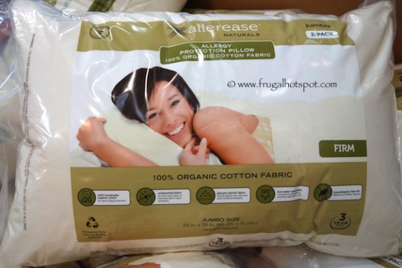 Allerease Naturals Organic Cotton Cover Jumbo Pillow 2-Pack Costco