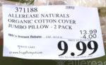 Costco Price of Allerease Naturals Organic Cotton Cover Jumbo Pillow 2-Pack