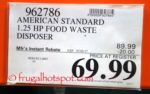 Costco Price: American Standard Food Waste Disposer