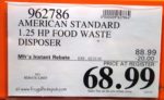 American Standard Food Waste Disposer Costco Price