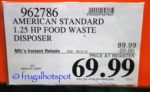 American Standard Food Waste Disposer Costco Price