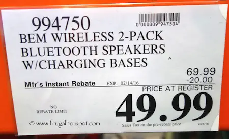 Bem Wireless 2-Pack Bluetooth Wireless Speakers Costco Price