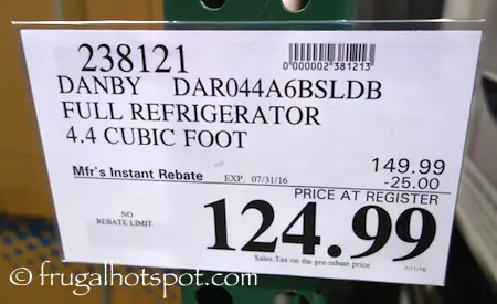 Danby Contemporary Classic Compact Refrigerator 4.4 Cu. Ft. (DAR044A6BSLDB) Costco Price | Frugal Hotspot