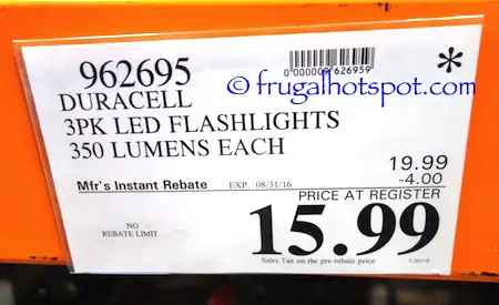Duracell Durabeam Ultra LED Flashlight 350 Lumens 3-Pack Costco Price | Frugal Hotspot