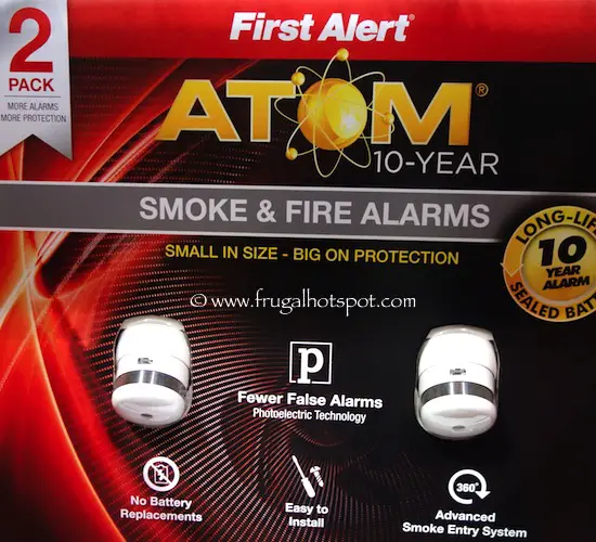 First Alert 10 Year Atom Micro Smoke and Fire Alarm 2-pack Costco