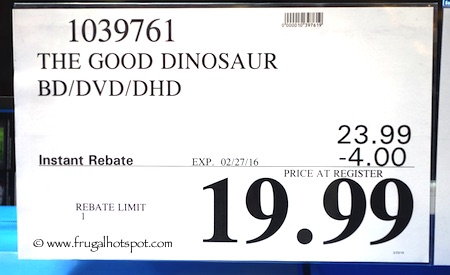 The Good Dinosaur Blu-Ray + DVD + Digital HD Costco Price / Frugal Hotspot