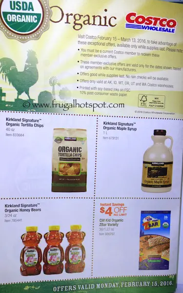 Costco ORGANIC Coupon Book: February 15, 2016 - March 13, 2016. Frugal Hotspot. Page 1