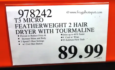 T3 Tourmaline SoftAire Featherweight 2 Hair Dryer Costco Price