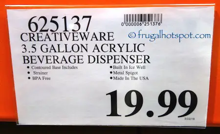 CreativeWare Acrylic Beverage Dispenser Costco Price | Frugal Hotspot