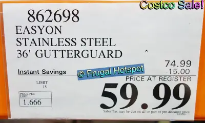 EasyOn GutterGuard DIY Micro-Mesh Gutter Protection System | Costco Sale Price | Item 862698